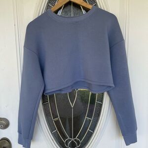 Grey lab blue cropped sweater size M leisure athletic rayon blend